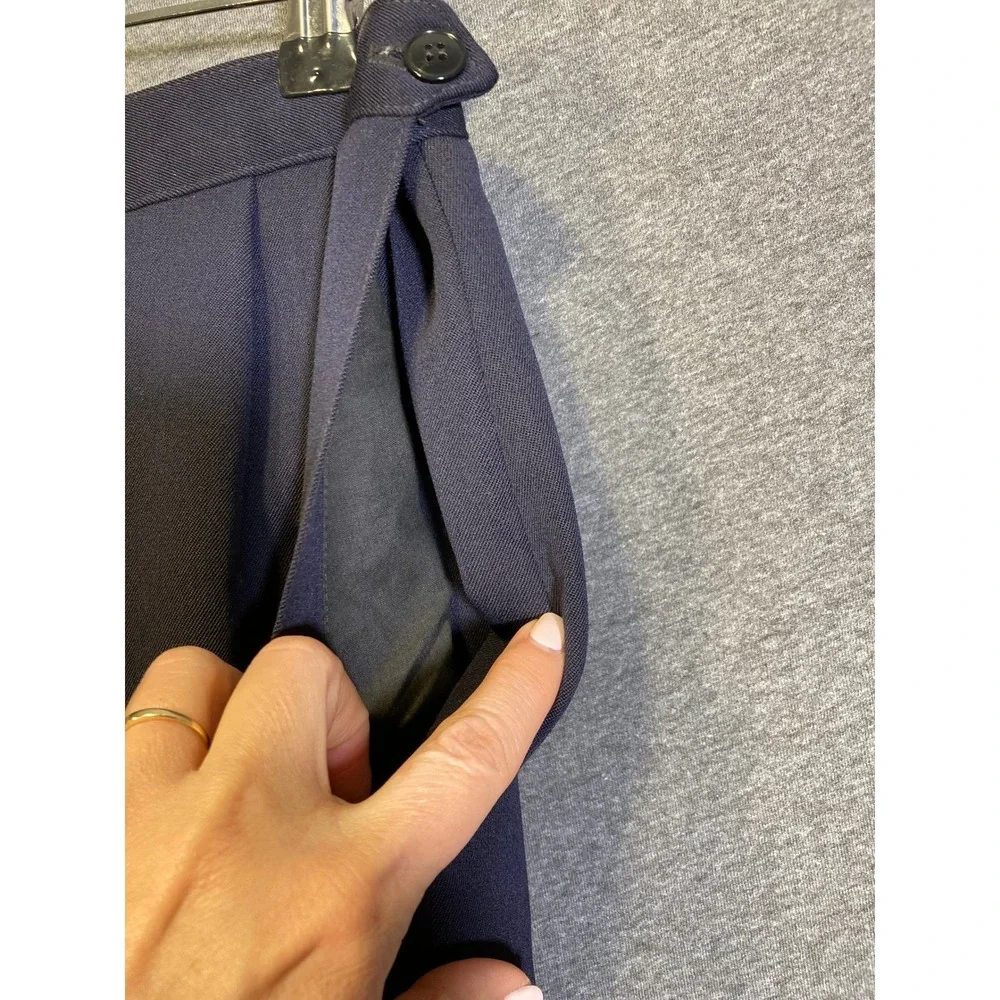 Austin Reed of‎ Regent Street Blue Virgin Wool Midi Skirt Tailored Button USA 6